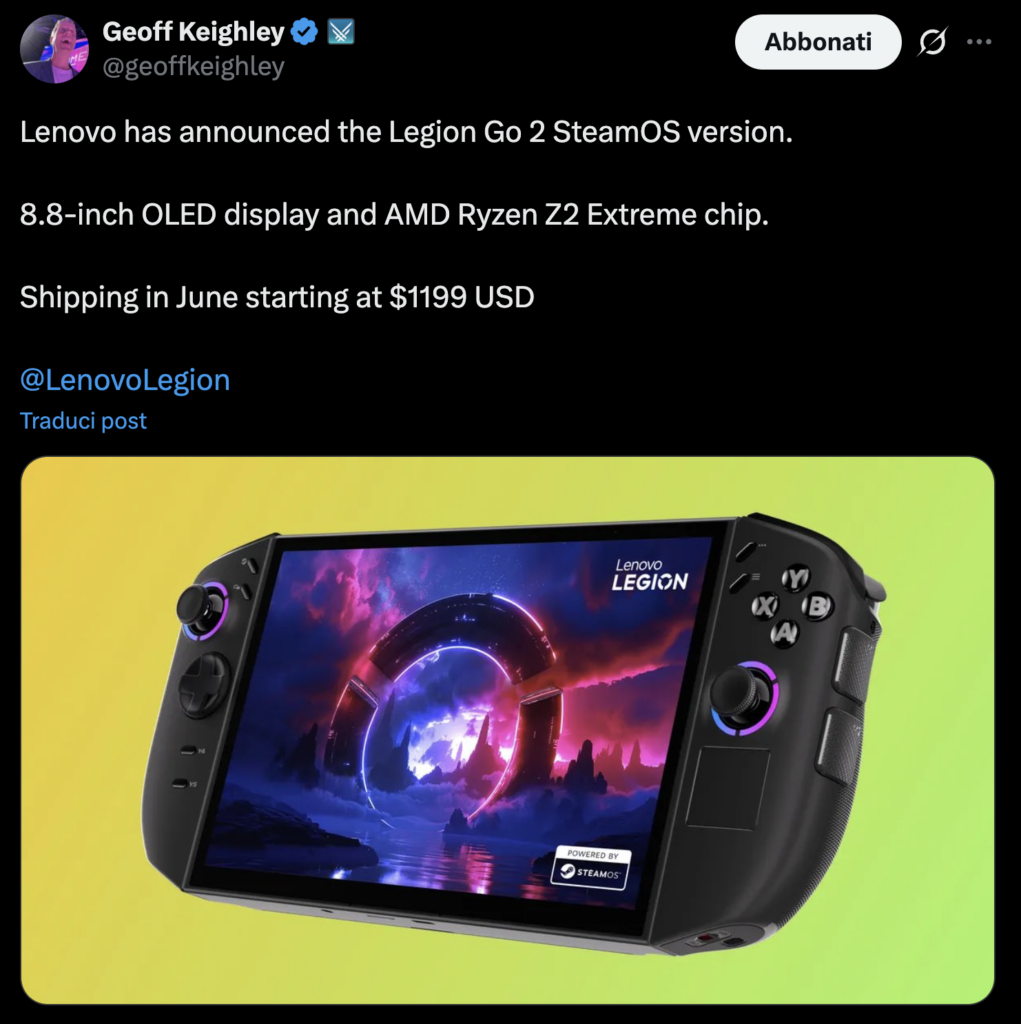 Legion Go 2: ecco perché l'arrivo ufficiale di SteamOS, previsto per giugno 2026, lo renderà il miglior handheld sul mercato.