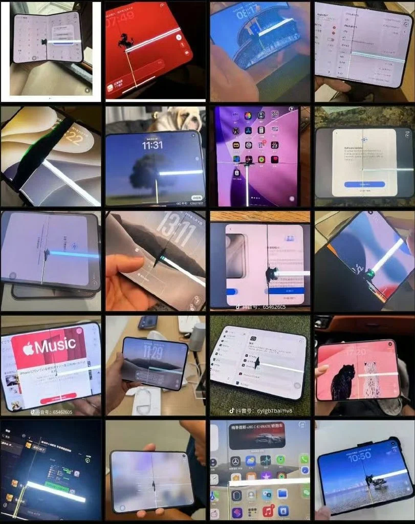 Compilation di immagini di iPhone DUO con schermo rotto