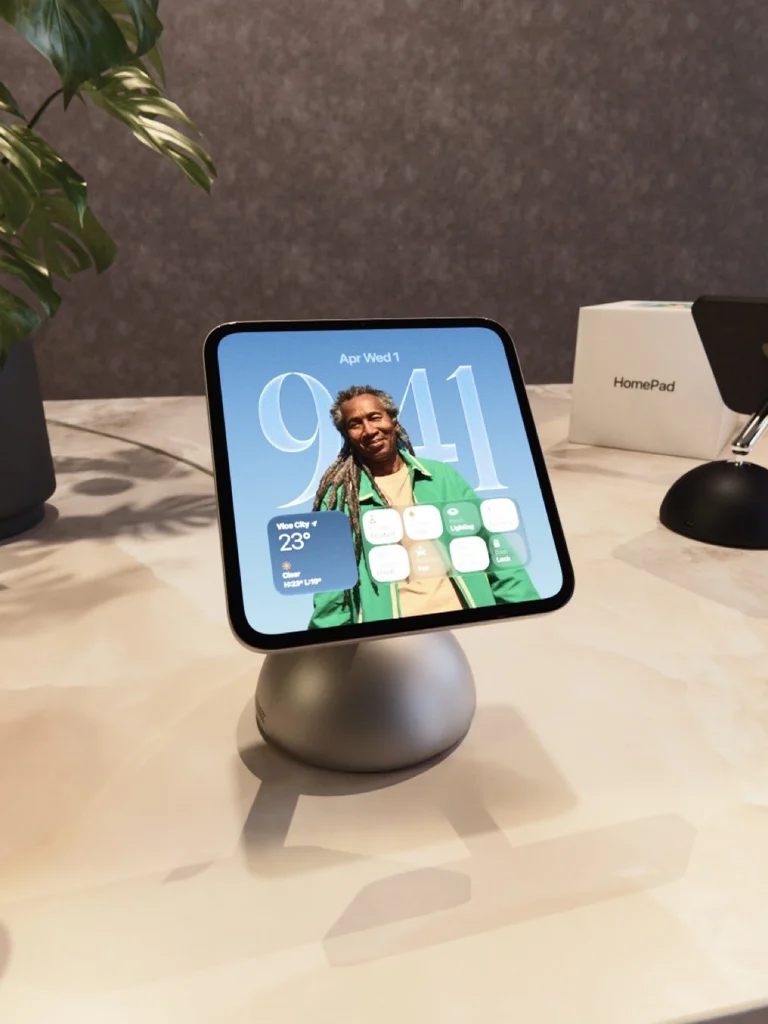 Come potrebbe essere l'Apple HomePad che potrebbe essere presentato durante l'Evento Apple del 13 ottobre. Immagine concept.