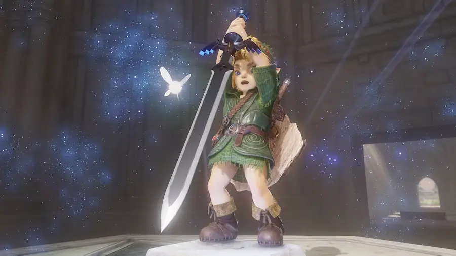 Link estrare la Master Sword in Ocarina of Time
